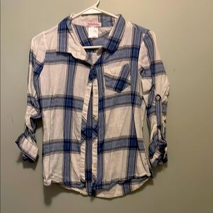 Blue and White Plaid Kids Shirt
